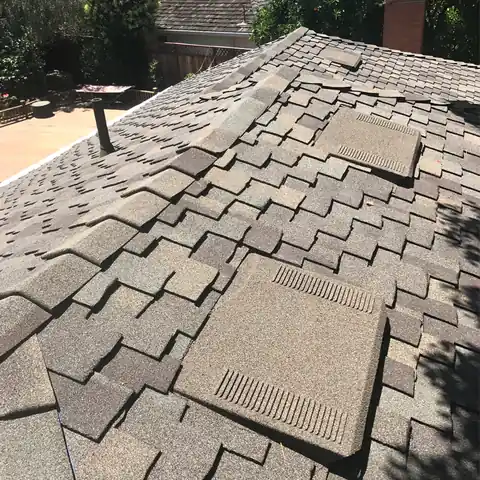 Two stone coated O'Hagin vents on a tan shingle roof