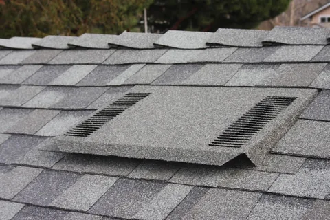 Shadow grey stone coated O'Hagin low profile vent on grey shingles